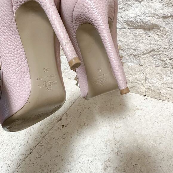 Valentino Garavani Rockstud Grainy Leather 100mm Pump Water Rose - Picture 13 of 16